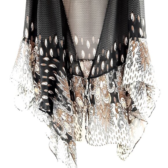 Plus Size 1x Umgee Black and Brown Sheer Vest with Elegant Design - Picture 3 of 12